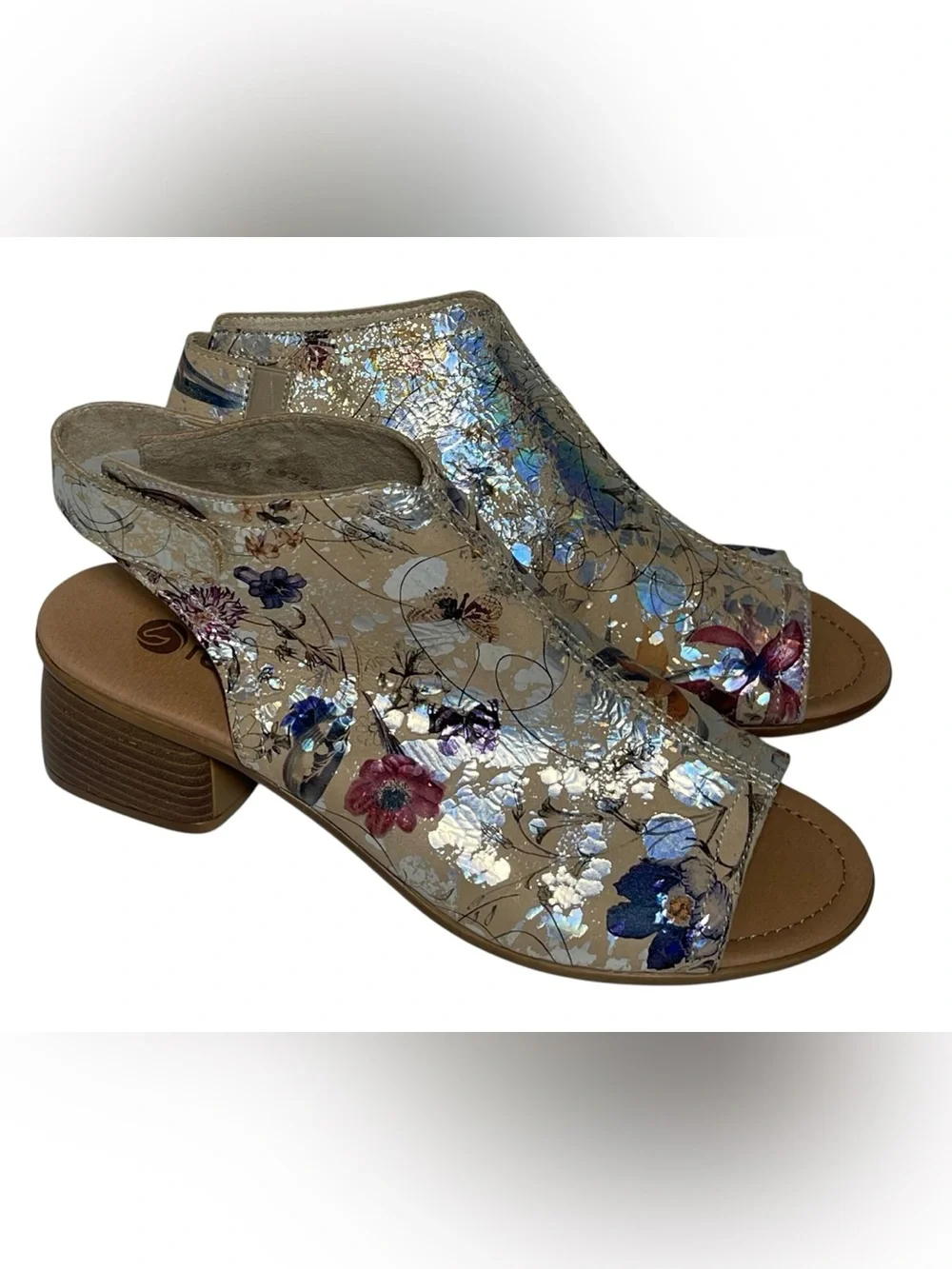 Remonte Sling Luxury Floral Butterflies Leather Sandals Us 9 Women's EU 40 Rare - Picture 3 of 13